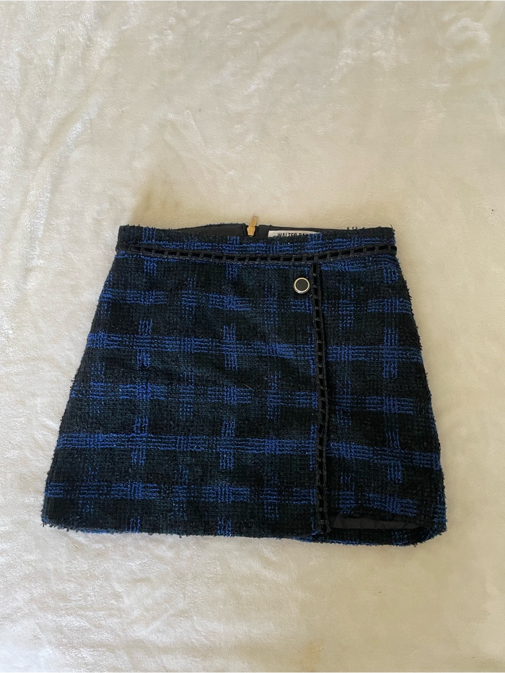 Walter Baker Black and Blue Tweed Mini Skirt